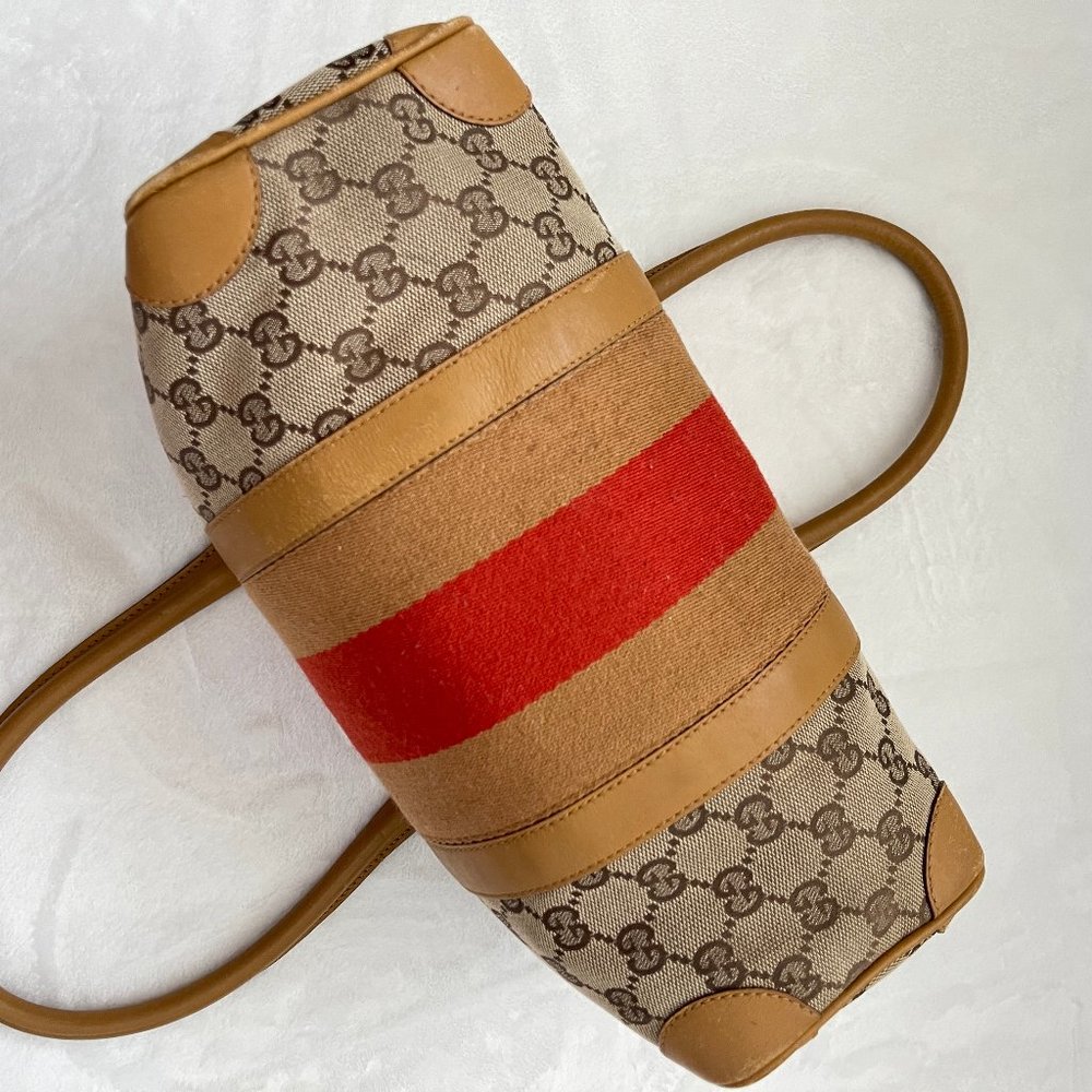 Auc Gucci Monogram Canvas/Leather Vintage Hand Bag #63367G93 - Picture 10 of 16